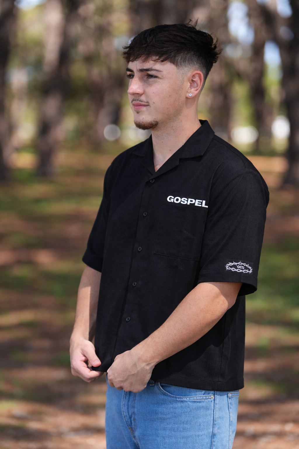 BLACK GRAVE TO GLORY BUTTON UP