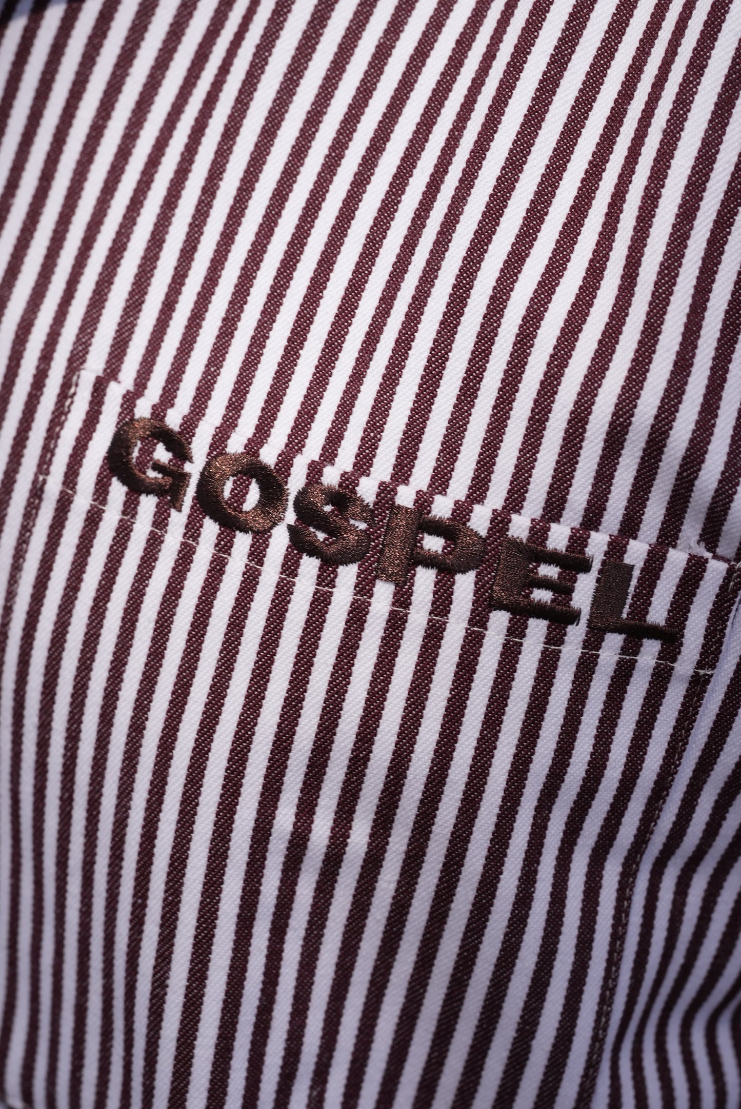 BROWN STRIPE GRAVE TO GLORY BUTTON UP