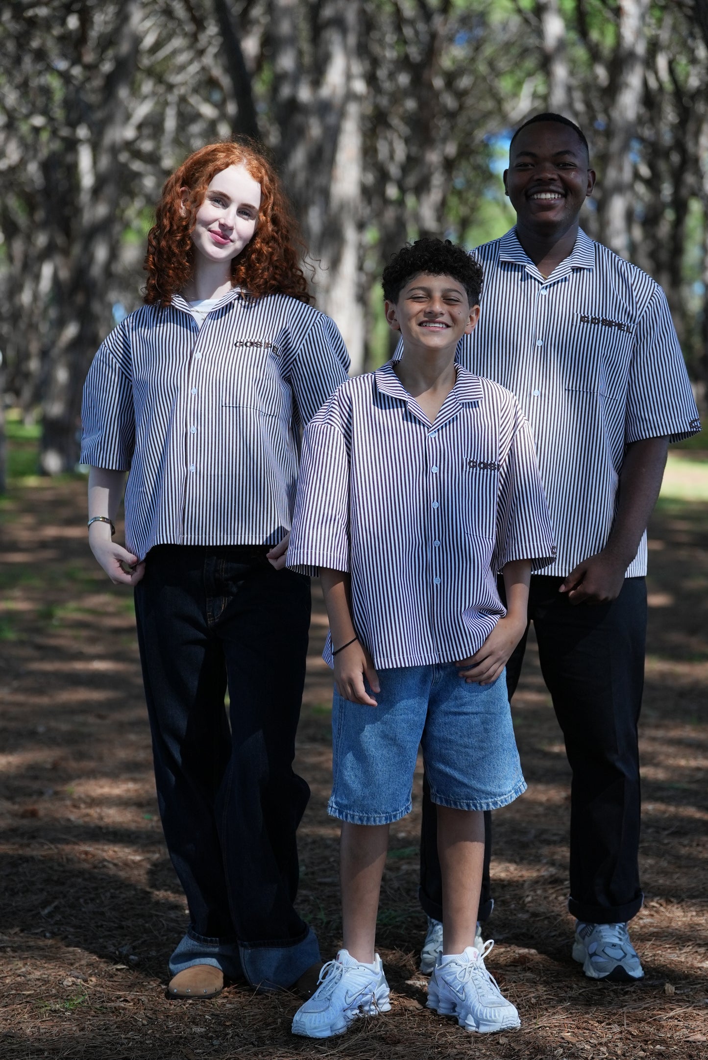 BROWN STRIPE GRAVE TO GLORY BUTTON UP